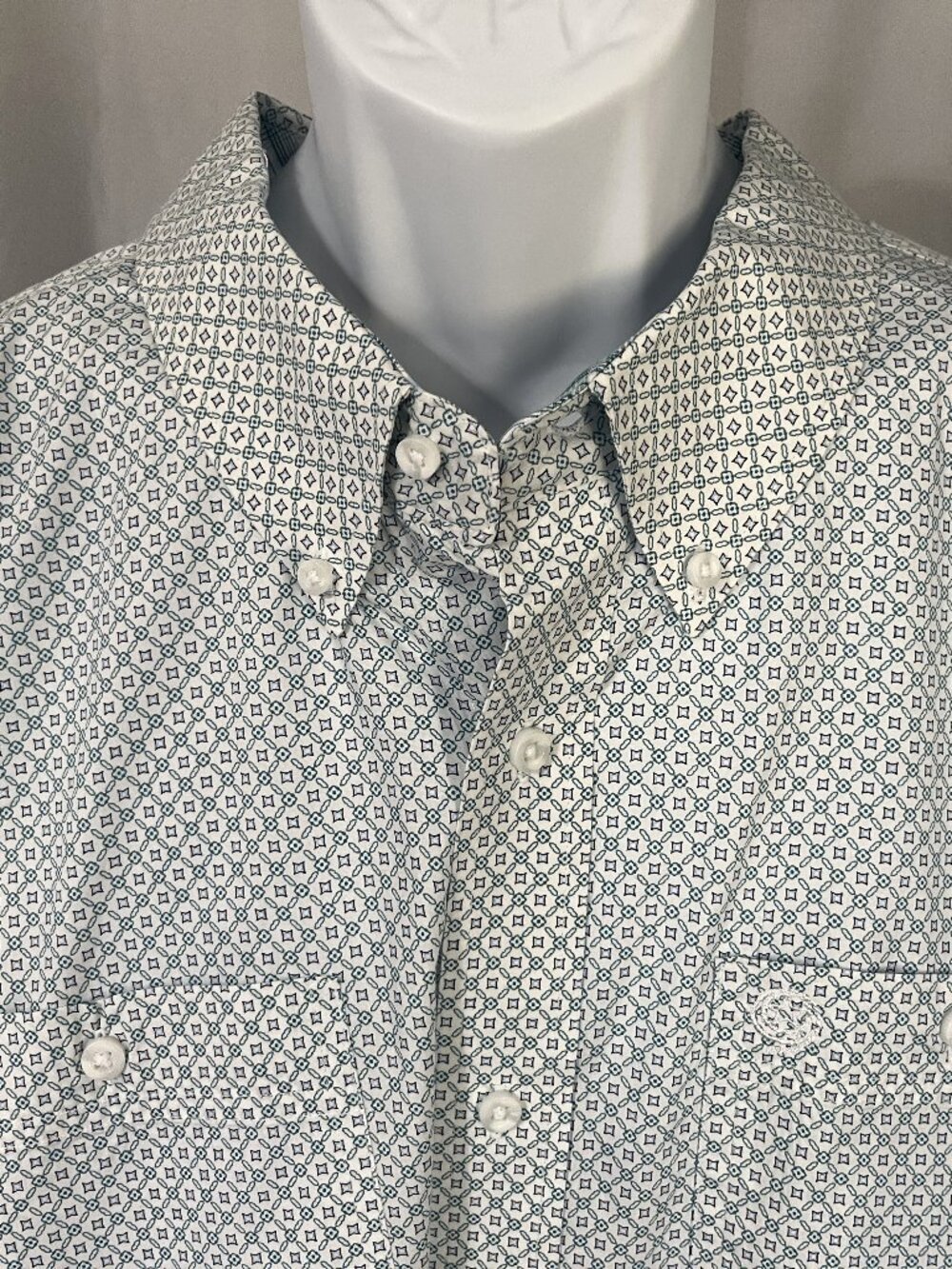 🤠 Wrangler George Strait Men’s Western Shirt White Green Blue 4XL 🔥 - Picture 1 of 7